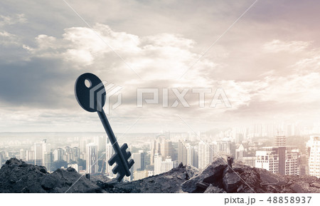 Conceptual background image of concrete key sign and natural lan 48858937