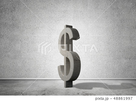 Money making and wealth concept presented by stone dollar symbol in empty room 48861997
