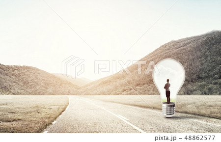 Businesswoman inside light bulb 48862577