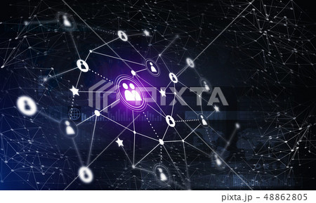 Modern wireless technologies as means of communucation and networking on dark background 48862805