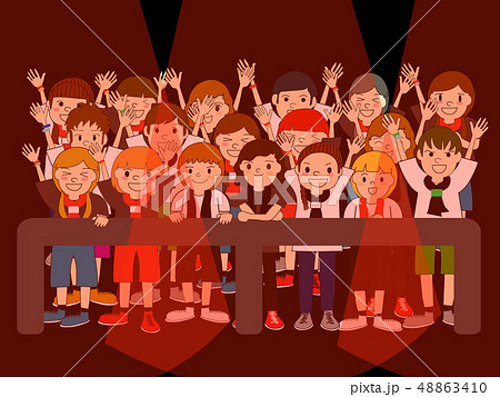 フェス観客前列18人黒バック フェス観客前列18人黒バック 48863410