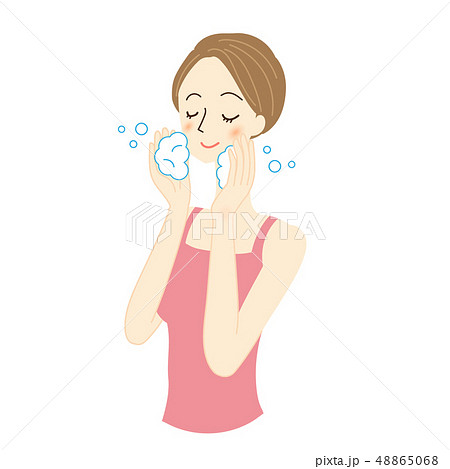 女性 美容 洗顔 イラストのイラスト素材