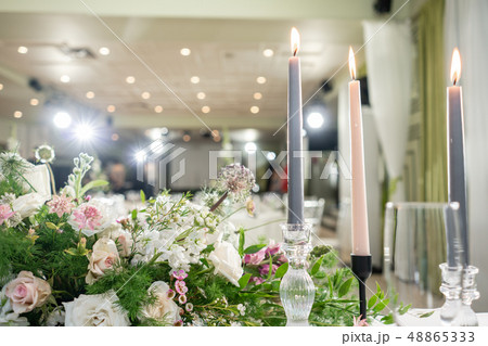 Floral decoration for wedding ceremony romance dining. Wedding banquet , festive decor. Bouquet from 48865333