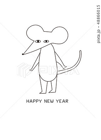 ねずみの年賀状シュールモノクロ鼠ネズミのイラスト素材