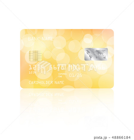 Realistic detailed credit card with yellow bokeh lights design isolated on white background 48866184