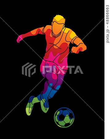 Soccer player shooting a ball graphic vector 48866663