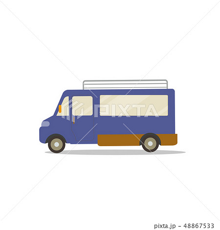 Flat cute cartoon blue van design with isolated 48867533