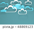 Paper cut design with clouds. Blue sky, clouds. 48869123