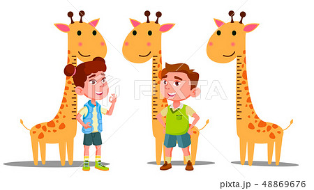 Ruler Baby Height Giraffe Vector. Boy, Girl. Isolated Flat Cartoon Illustration 48869676