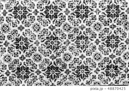 Decorative tiles (or azulejos) in a wall in the 48870425