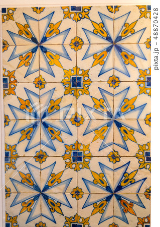 Decorative tiles (or azulejos) in a wall in the 48870428