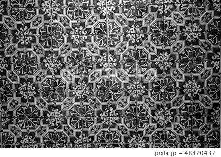 Decorative tiles (or azulejos) in a wall in the 48870437
