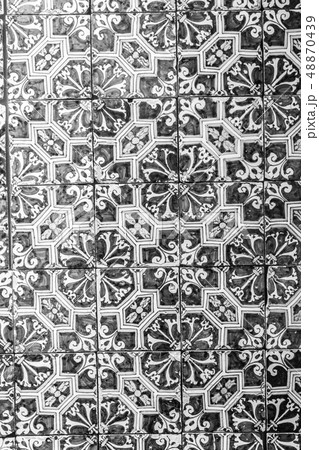 Decorative tiles (or azulejos) in a wall in the 48870439
