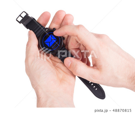 Black smartwatch isolated, new message Black smartwatch isolated, new message 48870815