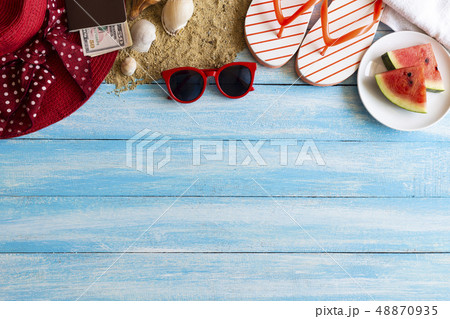 Top View Summer Holidays background Concept, 48870935