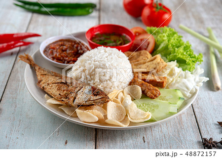 Fried mackerel fish rice 48872157