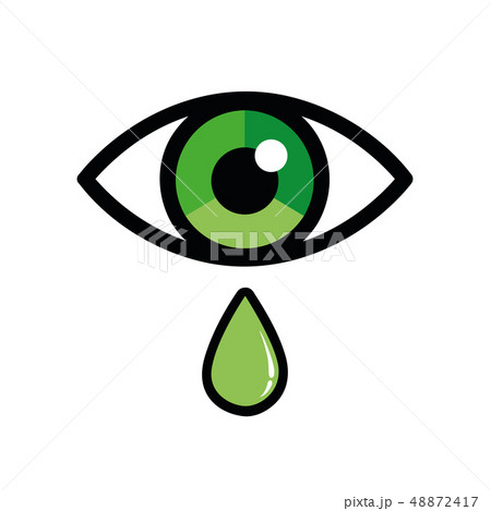 green eye with drop ophthalmology icon 48872417