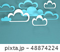 Paper cut design with clouds. Blue sky, clouds. 48874224