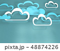 Paper cut design with clouds. Blue sky, clouds. 48874226