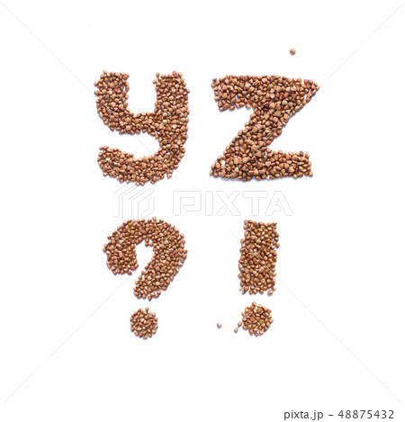 English alphabet. Hand made letters from buckwheat 48875432