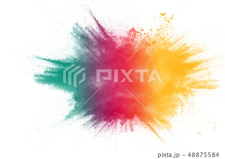 Colorful powder explosion in Happy Holi Festival. 48875584