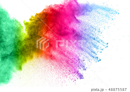 White powder explosion isolated on black 48875587