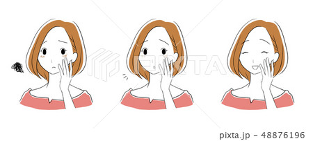 シミに悩む女性のイラスト 48876196