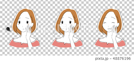 シミに悩む女性のイラスト 48876196