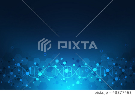 DNA strand and molecular structure. Genetic engineering or laboratory research. Background texture 48877463