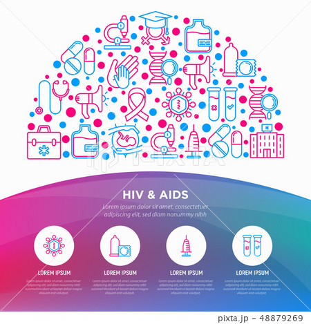 HIV and AIDs concept in half circle HIV and AIDs concept in half circle 48879269