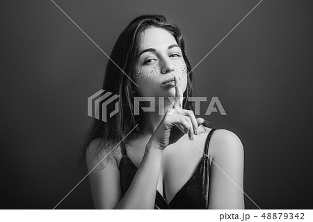shh girl hush silent shush finger lips 48879342