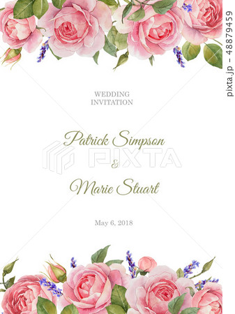 Watercolor rose floral invitation card 48879459