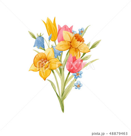 Watercolor spring floral bouquet 48879463