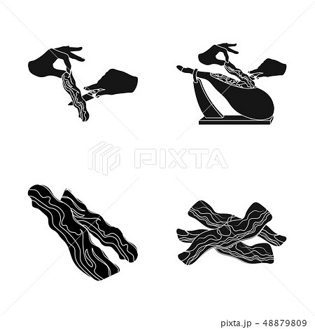 Isolated object of bacon and breakfast symbol. Set of bacon and cooked stock symbol for web. 48879809