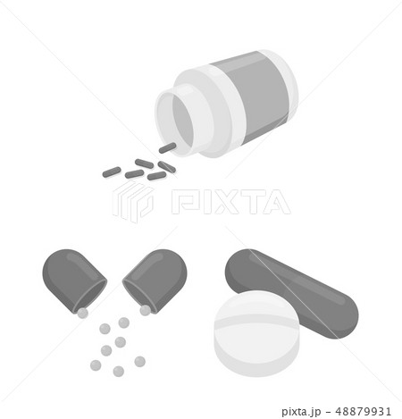 Vector design of pill and medicine logo. Set of pill and vitamin vector icon for stock. Vector design of pill and medicine logo. Set of pill and vitamin vector icon for stock. 48879931