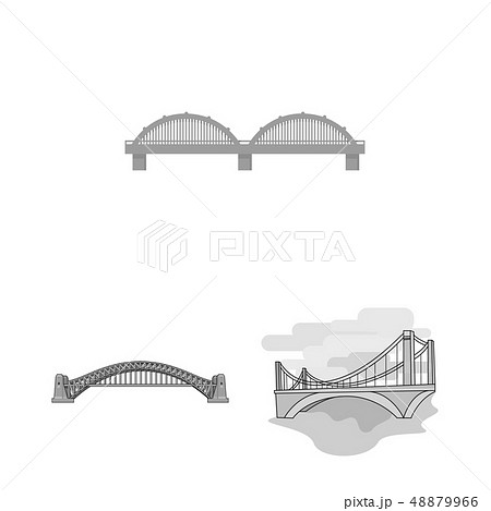 Vector design of bridge and construction icon. Collection of bridge and arch vector icon for stock. 48879966