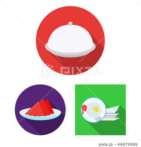 Vector illustration of plate and etiquette symbol. Set of plate and dinner stock symbol for web. 48879989