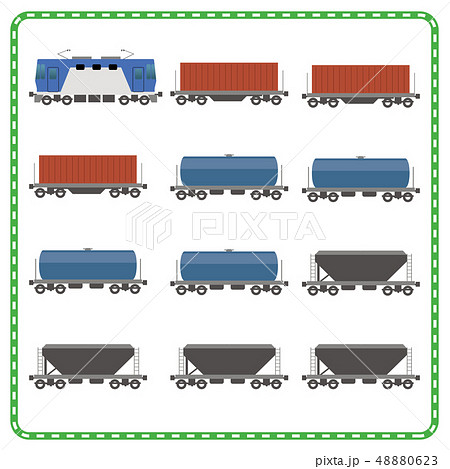 鉄道 電車のイラスト アイコン 貨物列車 Jr貨物 コンテナ 輸送 物流 ベクターデータのイラスト素材