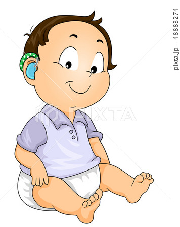 Baby Boy Hearing Aid Illustration 48883274