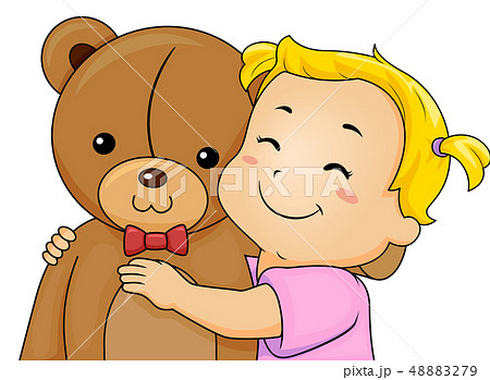 Kid Toddler Girl Hug Teddy Bear Illustrationのイラスト素材 4879