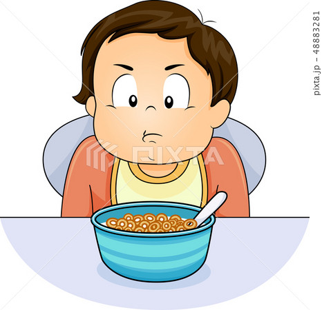 Kid Toddler Boy Refuse Eat Cereal Illustration Kid Toddler Boy Refuse Eat Cereal Illustration 48883281