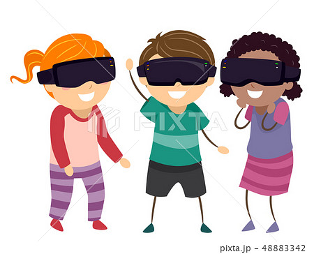 Stickman Kids Virtual Reality Glasses Illustration 48883342