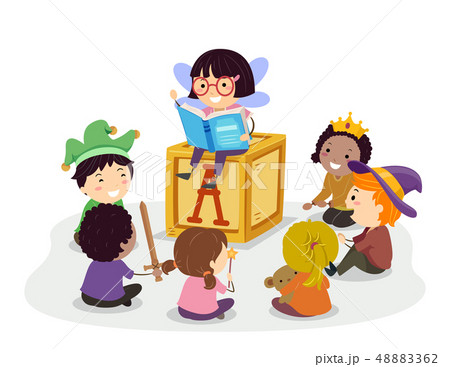 Stickman Kids Costume Story Telling Illustration 48883362