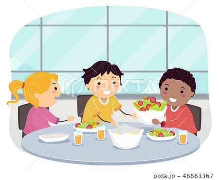 Stickman Kids Ask Pass Food Politely Illustrationのイラスト素材 4867