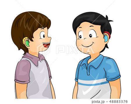 Kids Boys Hearing Aid Talk Illustration 48883376