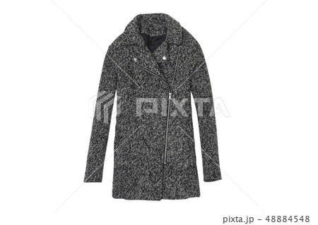 Gray woolen coat isolate on white background. 48884548