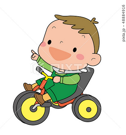 三輪車に乗った 小さな男の子 のイラスト素材