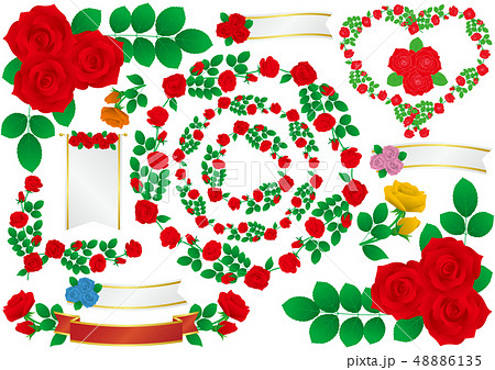 ベクター イラスト デザイン Ai Eps フレーム 飾り ラベル バラ 花 植物 愛 記念日 高級のイラスト素材