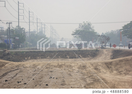 Smoke and Pollution Haze on highway road Smoke and Pollution Haze on highway road 48888580