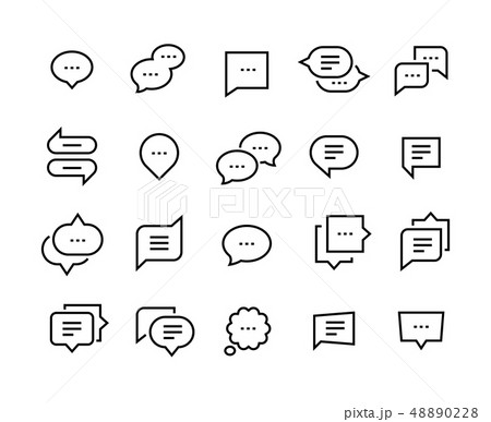 Speech Bubble Line Icons Talk Chat Thin のイラスト素材